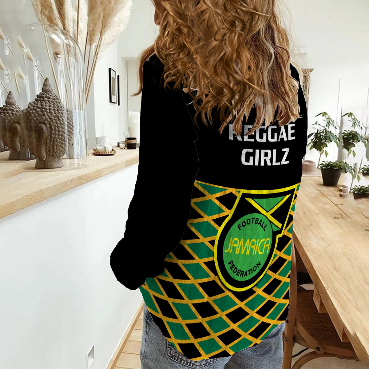 Jamaica Football Women Casual Shirt Reggae Girlz 2023 Cup Of Nations Ver.01 - Wonder Print Shop
