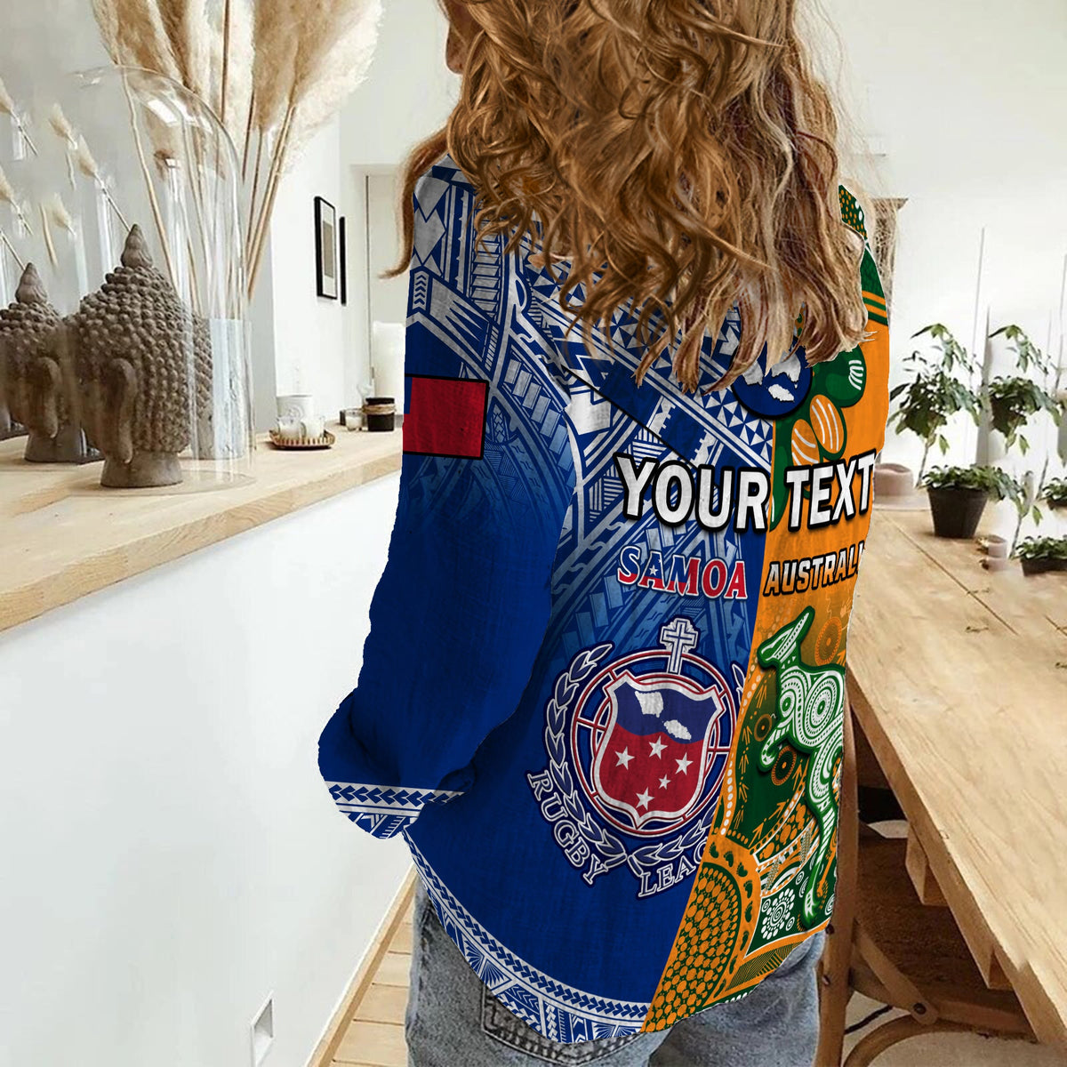 (Custom Personalised) Australia Wallabies And Toa Samoa Rugby Women Casual Shirt Aboriginal Mix Polynesian - Wonder Print Shop