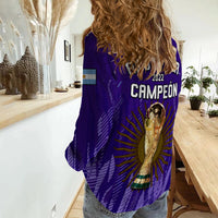 Argentina Football Women Casual Shirt La Albiceleste Campeon Proud Purple 2022 - Wonder Print Shop