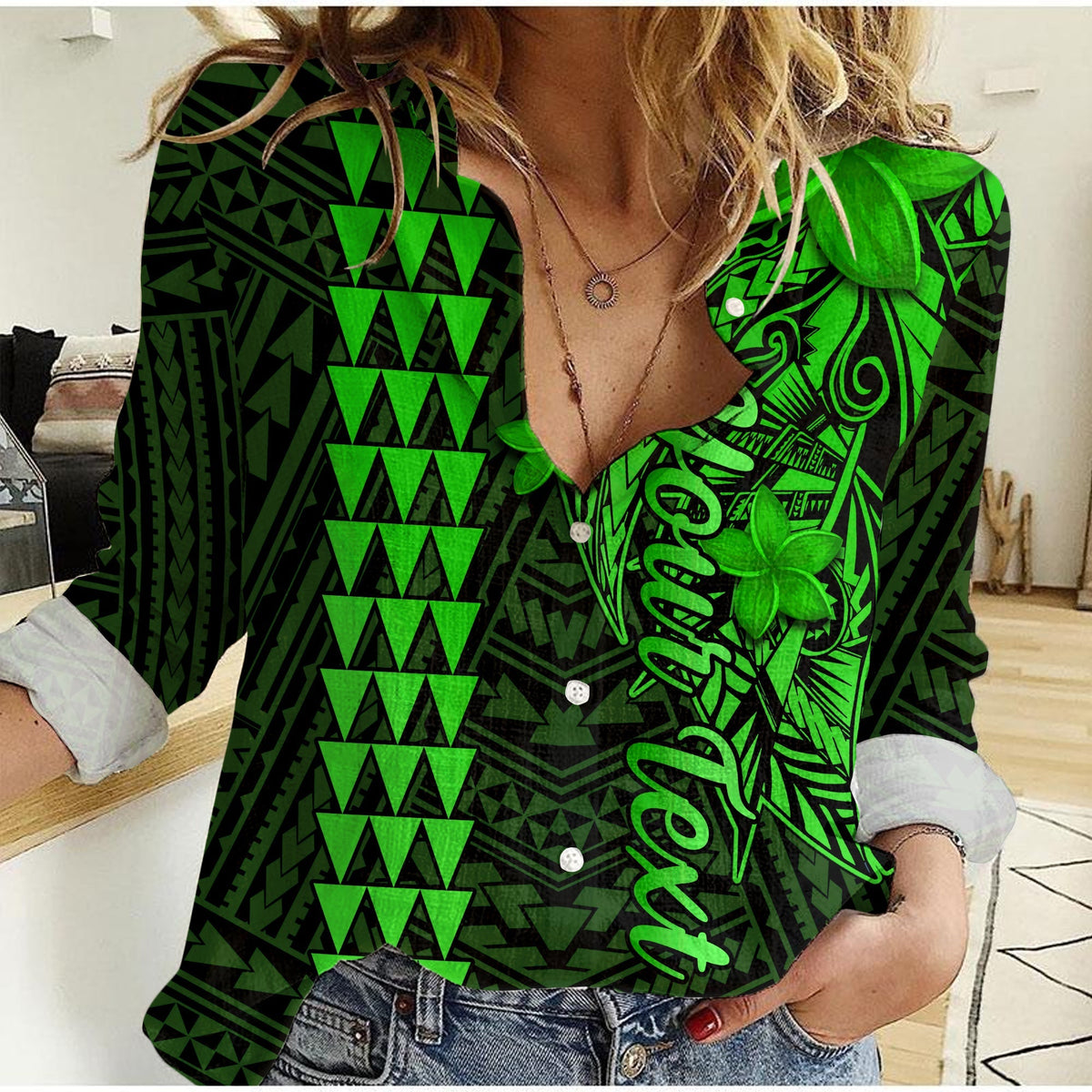 Custom Personalised Hawaii Women Casual Shirt Kakau Kanaka Maoli Combine Polynesian Shark Ver.02 - Wonder Print Shop