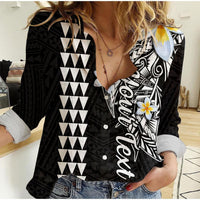 Custom Personalised Hawaii Women Casual Shirt Kakau Kanaka Maoli Combine Polynesian Shark Ver.07 - Wonder Print Shop