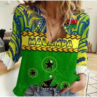 Malampa Province Women Casual Shirt Vanuatu Pig Tusk Polynesian Flag Style - Wonder Print Shop