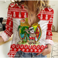 Custom Personalised Hawaii Christmas Women Casual Shirt Kanaka Polynesian Santa Claus Mele Kalikimaka - Wonder Print Shop