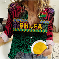Shefa Province Women Casual Shirt Vanuatu Pig Tusk Polynesian Flag Style - Wonder Print Shop