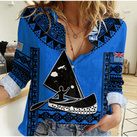 Custom Text And Number Fiji Rugby Women Casual Shirt Fijian Drua Super Polynesian Special Tapa Pattern - Wonder Print Shop