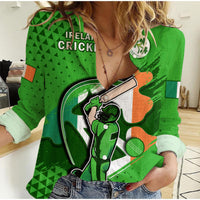 Ireland Cricket Women Casual Shirt Irish Flag Shamrock Sporty Style - Wonder Print Shop