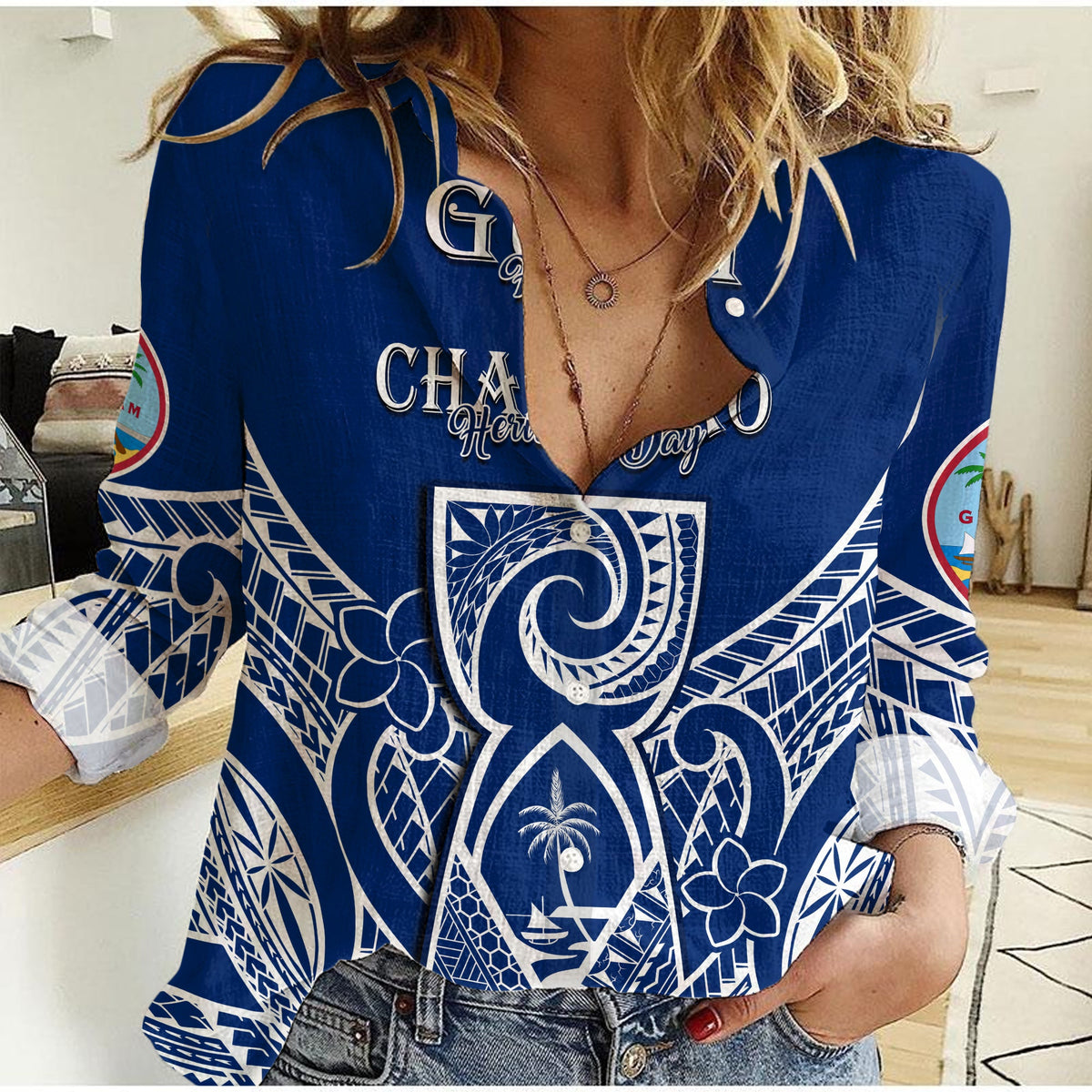 (Custom Personalised) Guam History and Chamorro Heritage Day Women Casual Shirt Latte Stone Polynesian - Wonder Print Shop