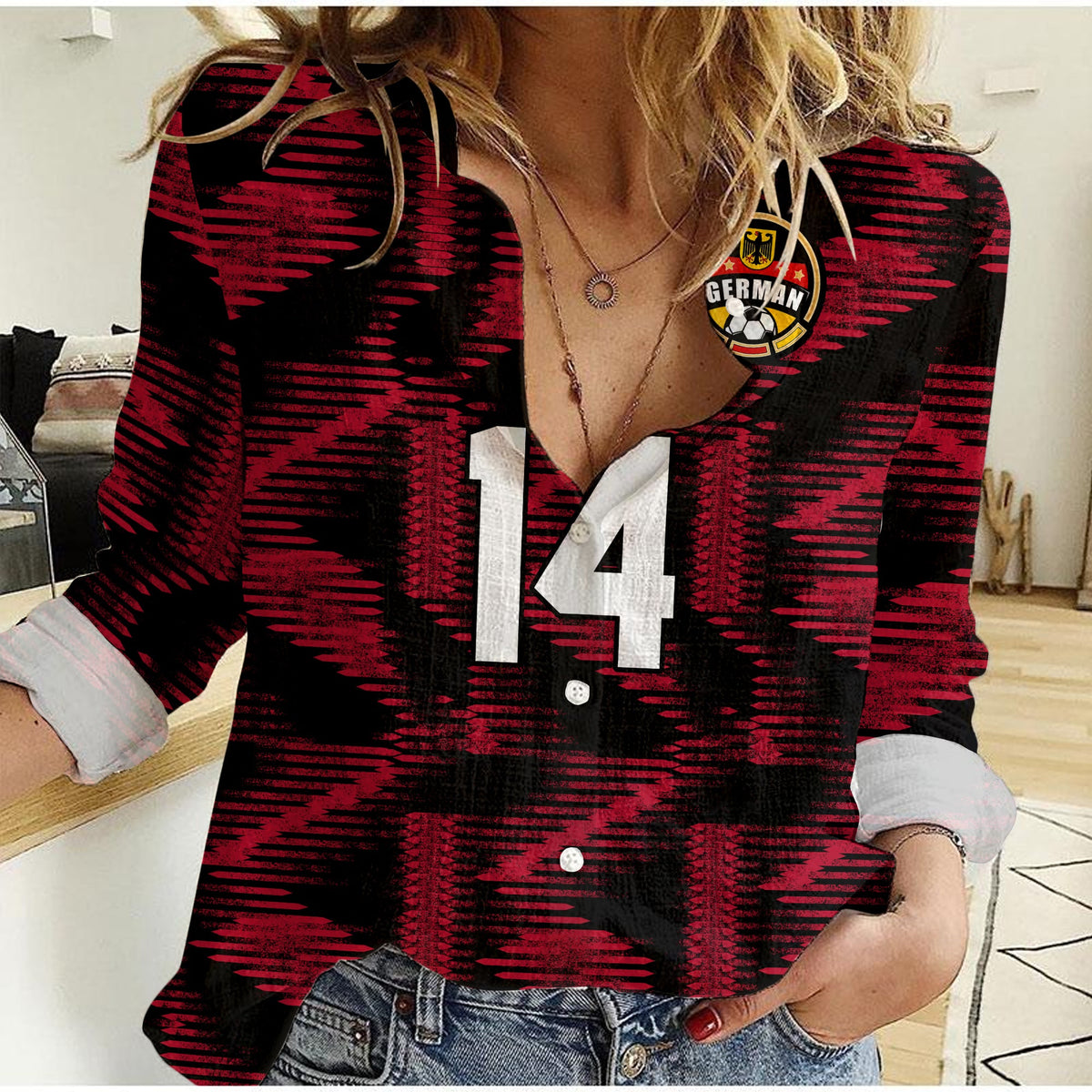 (Custom Text And Number) Germany Football Women Casual Shirt Nationalelf 2022 Original Style - Wonder Print Shop