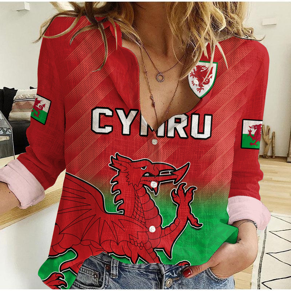 Wales Football Women Casual Shirt World Cup 2022 Come On Cymru Yma O Hyd - Wonder Print Shop