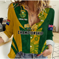 (Custom Personalised) Australia Rugby and South Africa Rugby Women Casual Shirt Wallabies Mix Springboks Sporty - Wonder Print Shop