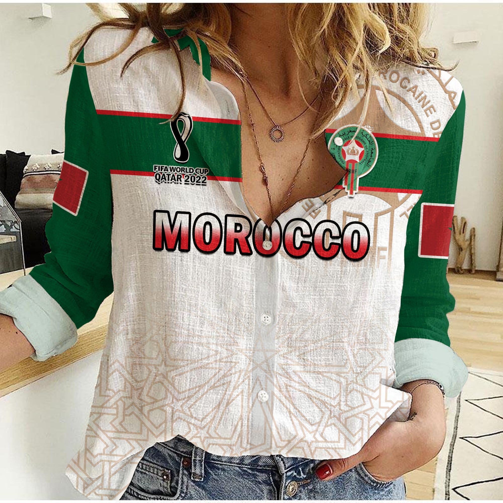 custom-text-and-number-morocco-football-women-casual-shirt-atlas-lions-white-world-cup-2022