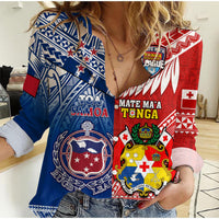 (Custom Personalised) Mate Maa Tonga And Toa Samoa Rugby Women Casual Shirt Polynesian Pattern - Wonder Print Shop