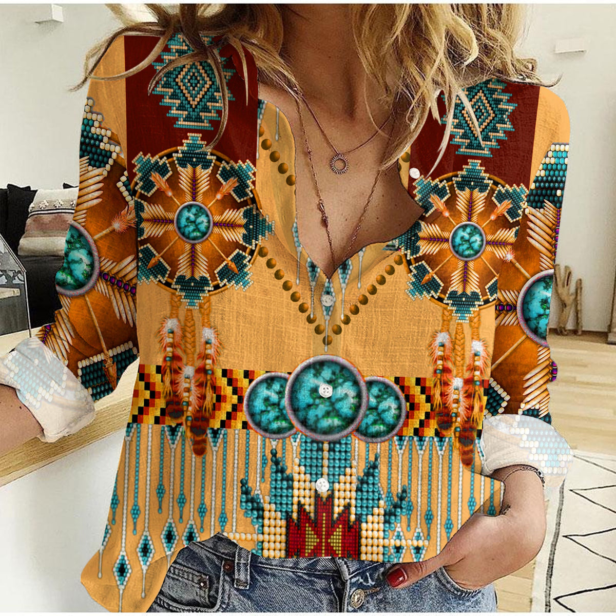 (Custom Personalised) Native American Women Casual Shirt Dream Catchers Indigenous LT13 - Wonder Print Shop