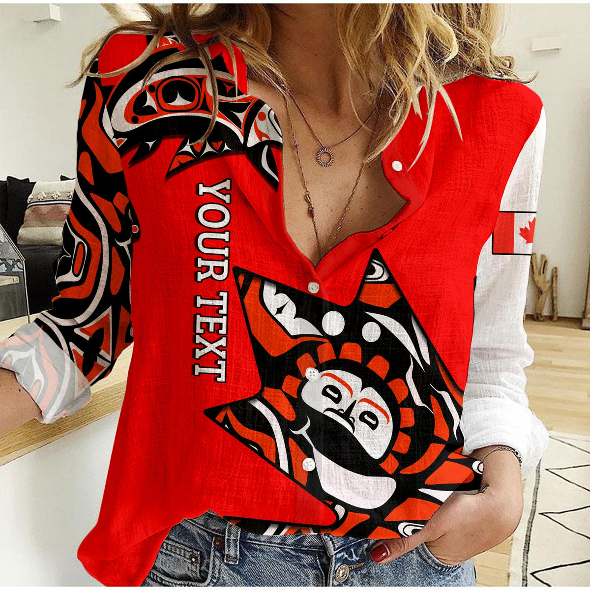(Custom Personalised) Canada Haida Women Casual Shirt Dress Maple Leaf Canadian LT13 - Wonder Print Shop