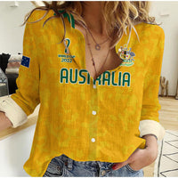 (Custom Text and Number) Australia Soccer Women Casual Shirt World Cup Football 2022 Socceroos with Kangaroos LT13 - Wonder Print Shop
