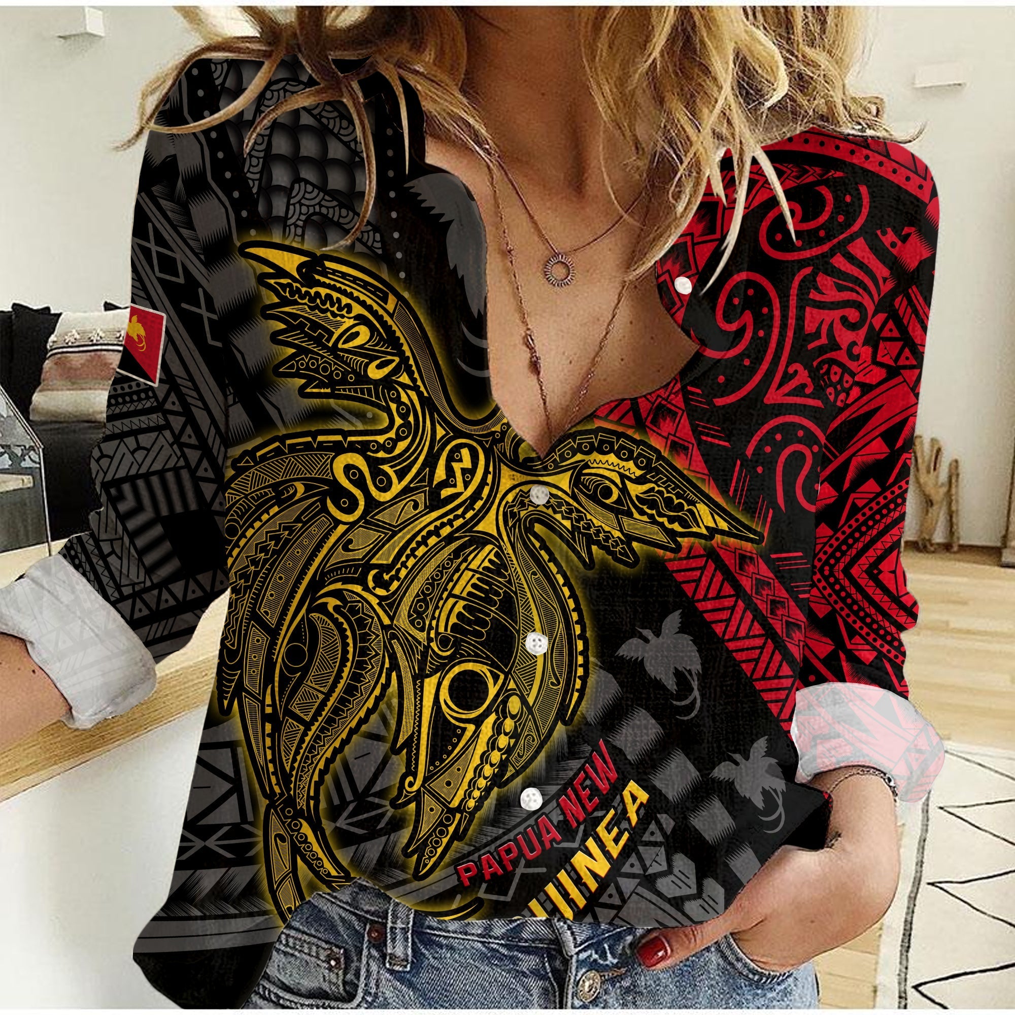Custom Personalised Papua New Guinea Women Casual Shirt Raggiana Birds Of Paradise Happy 47th Independence Day LT13 - Wonder Print Shop