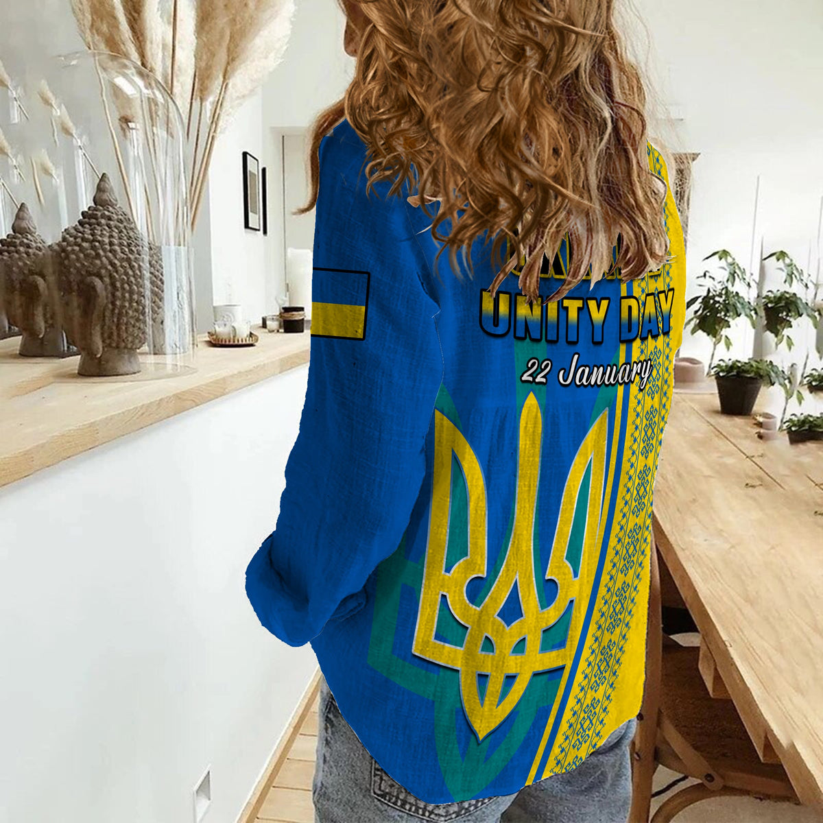 Ukraine Unity Day Women Casual Shirt Folk Ukrainian Coat Of Arms - Wonder Print Shop