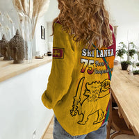 Sri Lanka Women Casual Shirt Sri Lankan Pattern Happy 75 Years Of Independence - Wonder Print Shop