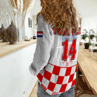 (Custom Text And Number) Croatia Football Women Casual Shirt Hrvatska Checkerboard Red Version - Wonder Print Shop