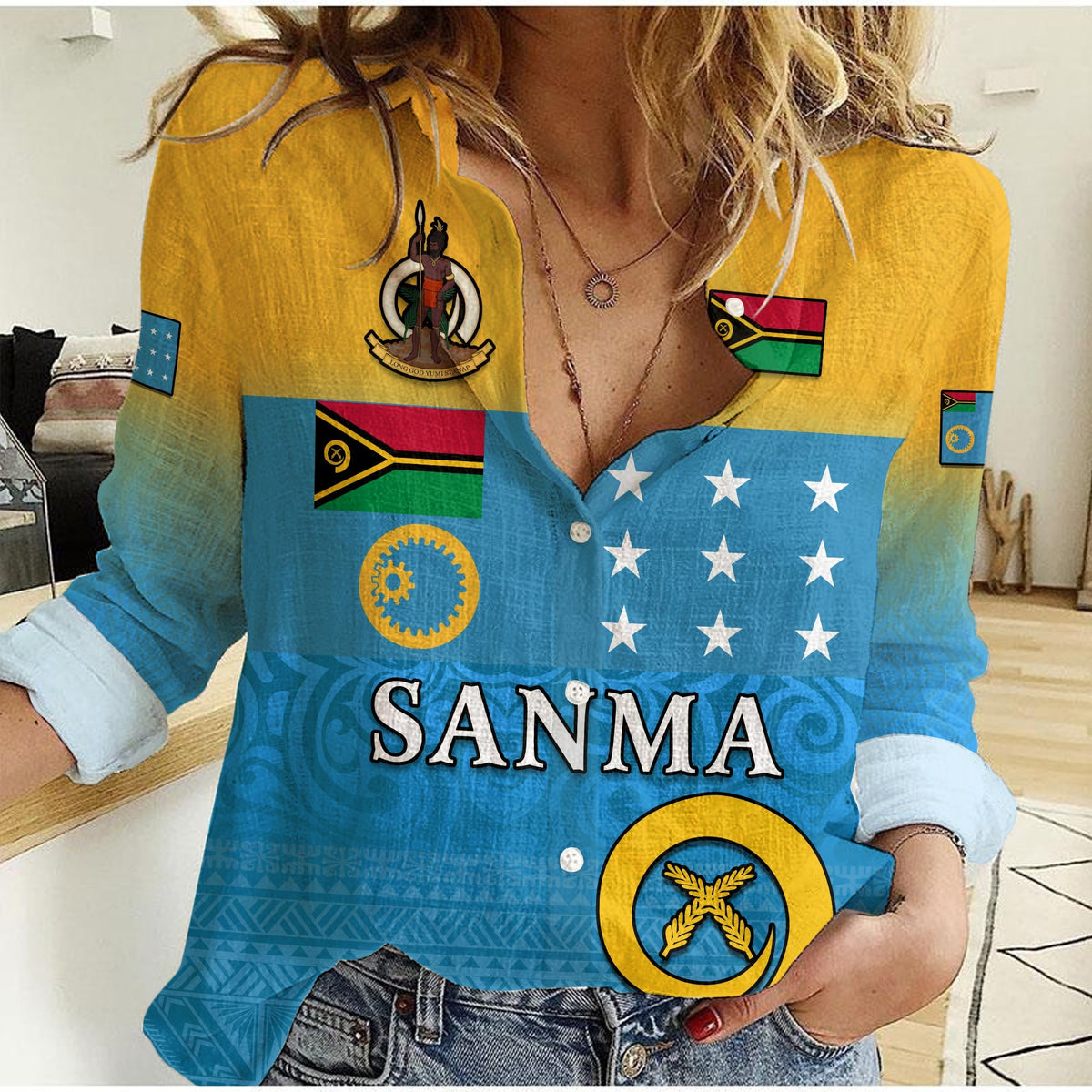 (Custom Personalised) Sanma Province Women Casual Shirt Vanuatu Proud LT13 - Wonder Print Shop