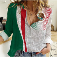 Custom Personalised Mexico Women Casual Shirt Mexican Eagles Aztec Pattern LT13 - Wonder Print Shop