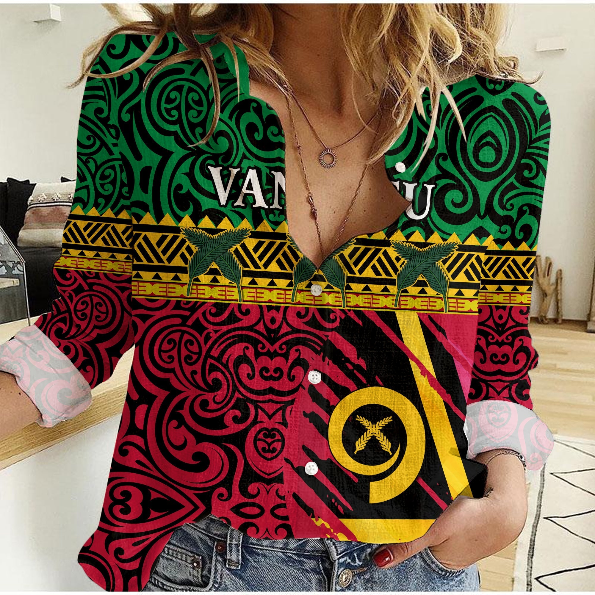 Vanuatu Dreamy Women Casual Shirt Flag and Pattern LT13 - Wonder Print Shop