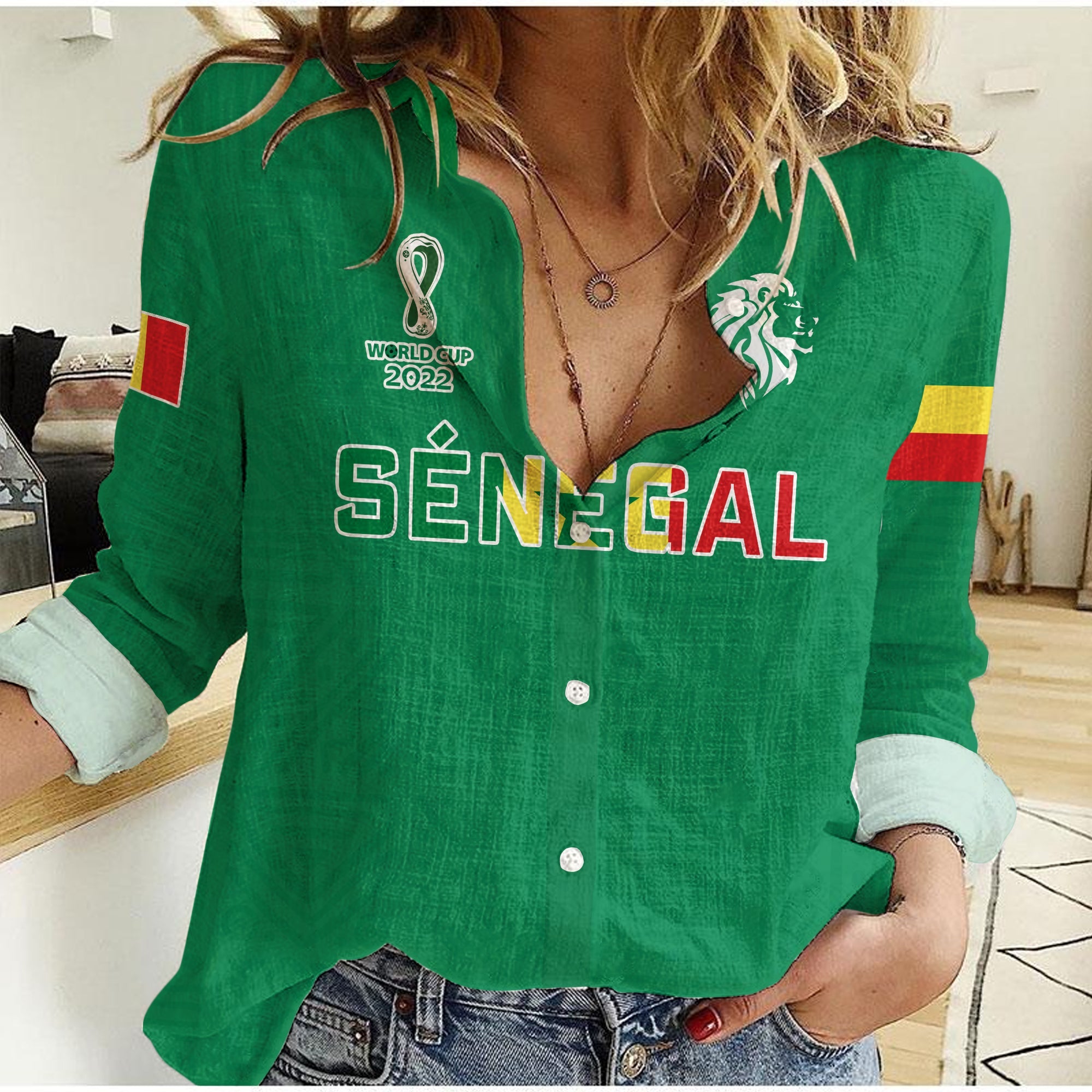 Senegal Football Women Casual Shirt Lions of Teranga Soccer Champions World Cup LT13 - Wonder Print Shop
