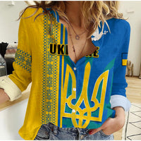 Ukraine Unity Day Women Casual Shirt Folk Ukrainian Coat Of Arms - Wonder Print Shop