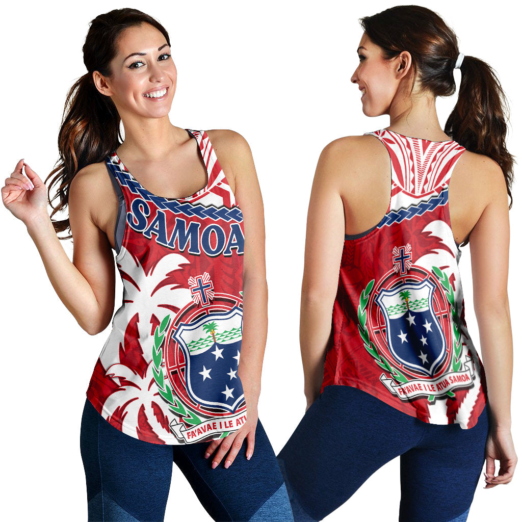 Samoa Women Racerback Tank Samoan Coat Of Arms With Coconut Pink Style - Wonder Print Shop