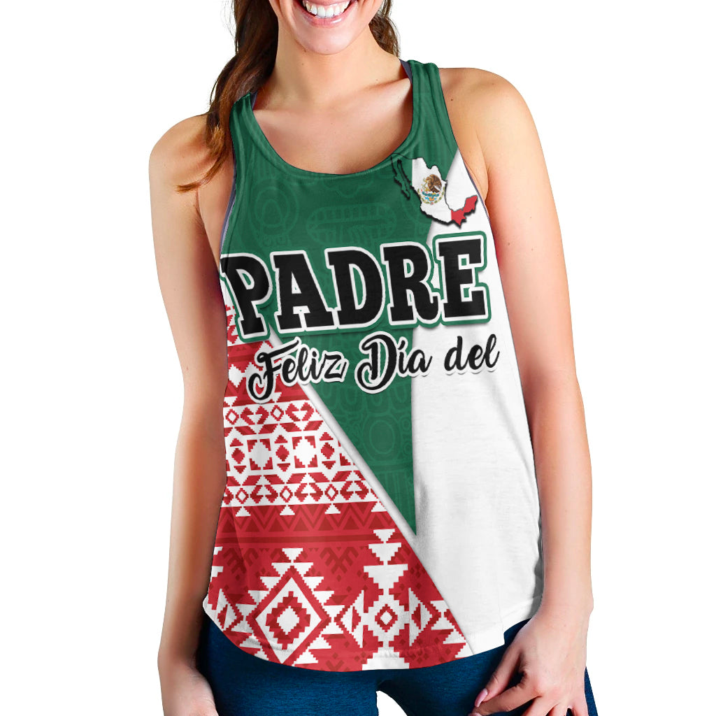 Happy Mexico Fathers Day Women Racerback Tank Mexican Aztec Pattern - Wonder Print Shop