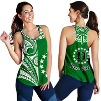 (Custom Text and Number) Cook Islands Tatau Women Racerback Tank Symbolize Passion Stars Version Green LT13 - Wonder Print Shop