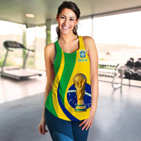 Brazil racerback tank top with Brasil CBF crest and gold trophy graphic, green/yellow