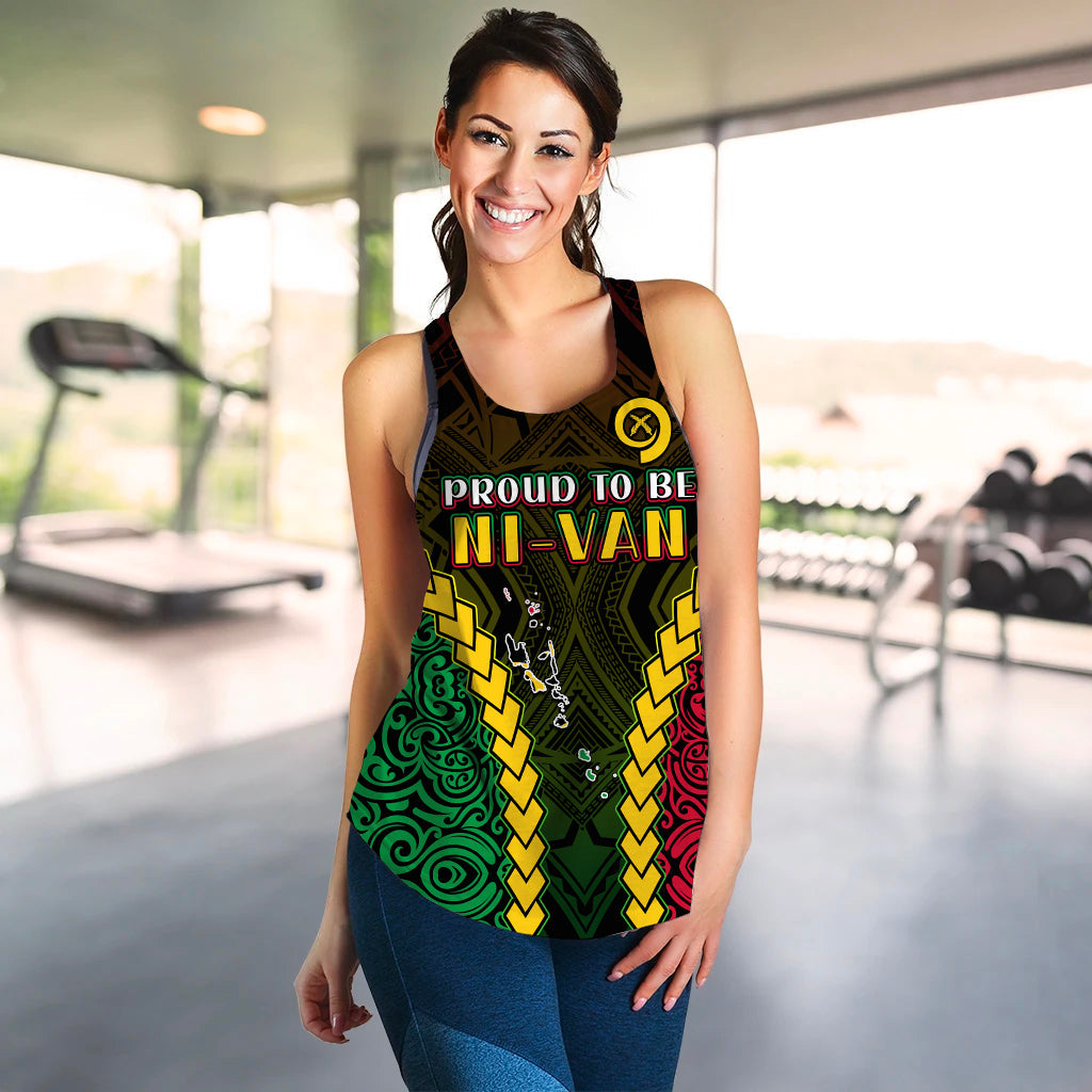 Vanuatu Indigenous Women Racerback Tank Proud To Be Ni Vanuatu Polynesian Pattern LT13 - Wonder Print Shop