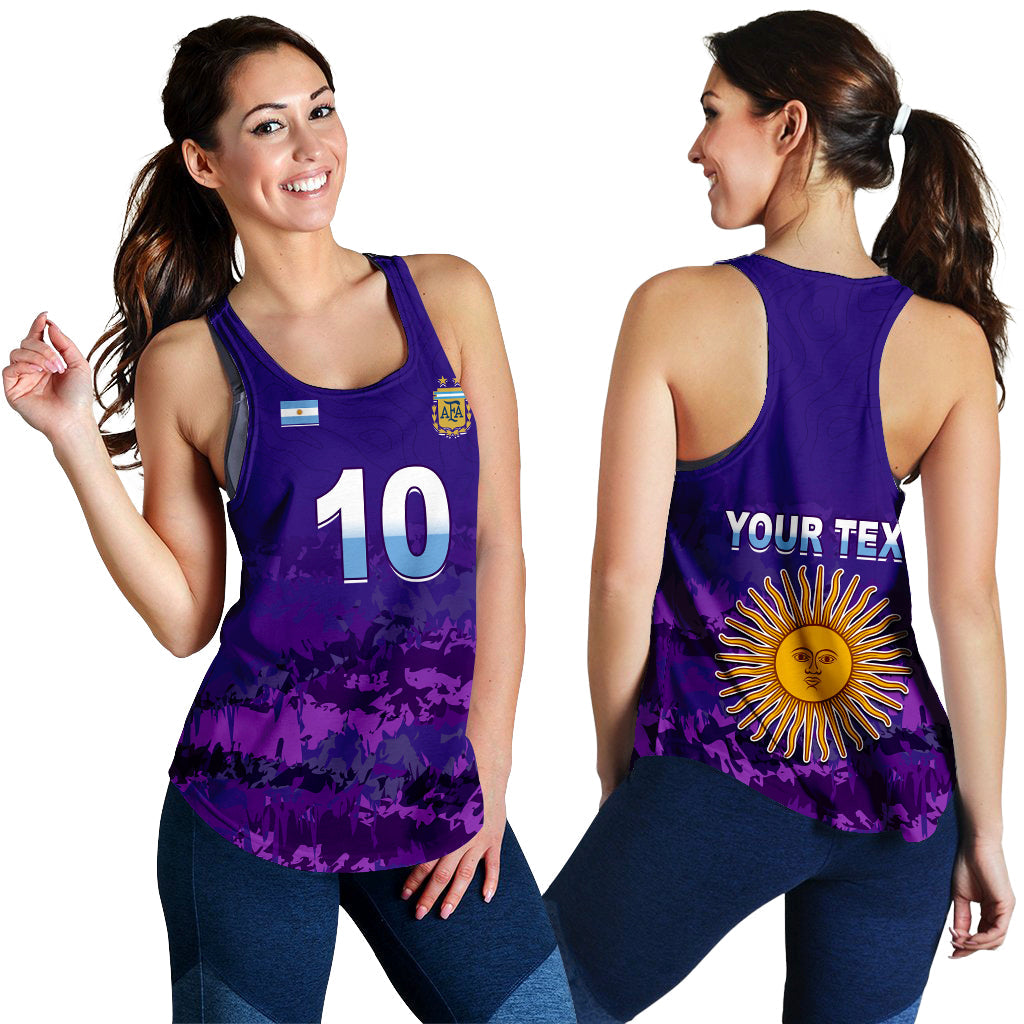 Purple football tank showing front with #10 and back with YOUR TEXT sun graphic