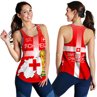 Switzerland Football Women Racerback Tank Schweizer Pati Champion 2022 World Cup LT13 - Wonder Print Shop