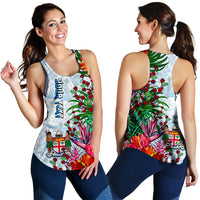 Custom Personalised Fiji Women Racerback Tank Proud Fijian Tapa mix Tagimoucia Flowers LT13 - Wonder Print Shop