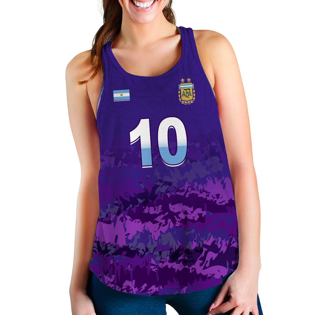 (Custom Text and Number) Argentina Football Women Racerback Tank Go Champions La Albiceleste LT13 - Wonder Print Shop