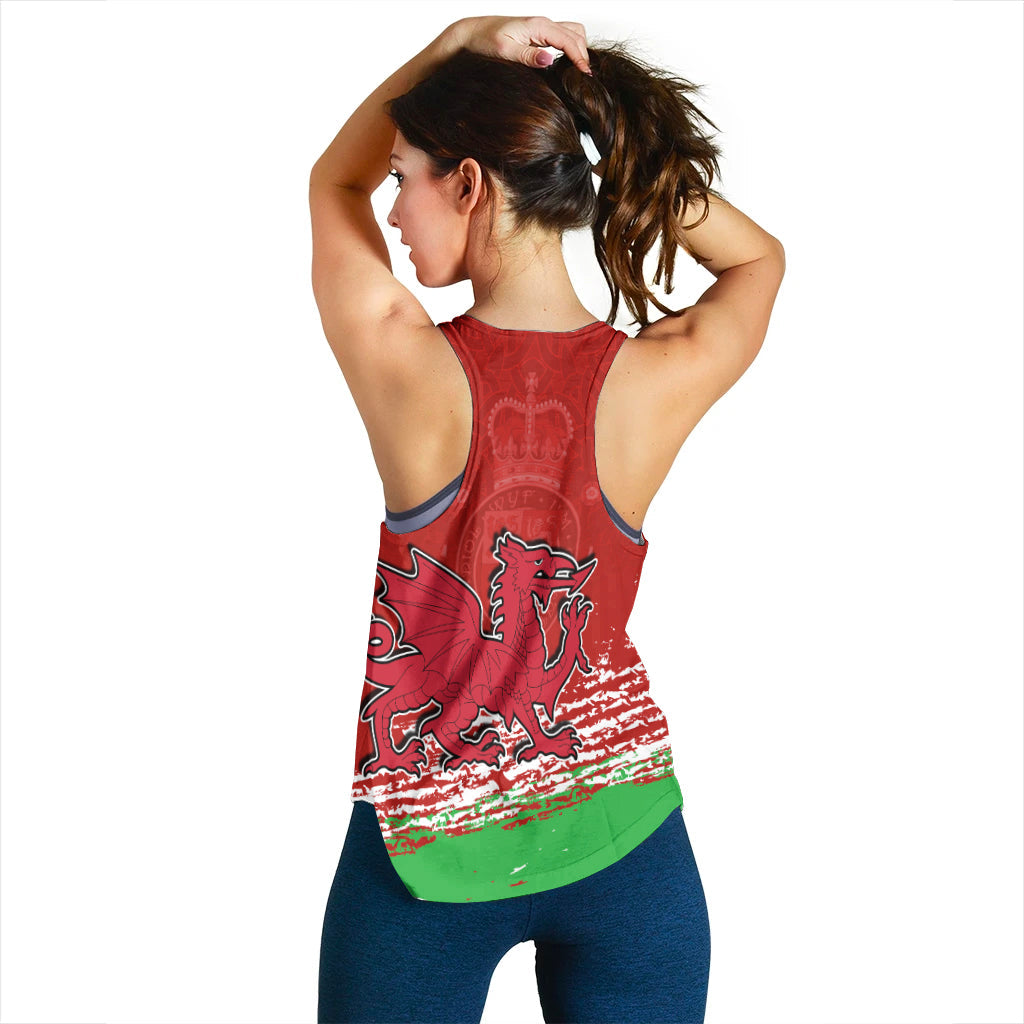 Wales Football 2022 Women Racerback Tank Come On CYMRU The Red Wall LT13 - Wonder Print Shop