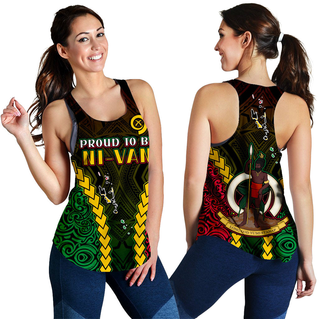 Vanuatu Indigenous Women Racerback Tank Proud To Be Ni Vanuatu Polynesian Pattern LT13 - Wonder Print Shop