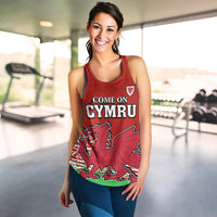 Wales Football 2022 Women Racerback Tank Come On CYMRU The Red Wall LT13 - Wonder Print Shop