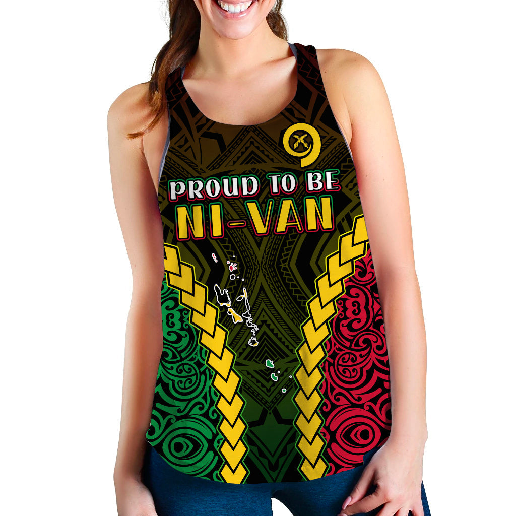 Vanuatu Indigenous Women Racerback Tank Proud To Be Ni Vanuatu Polynesian Pattern LT13 - Wonder Print Shop