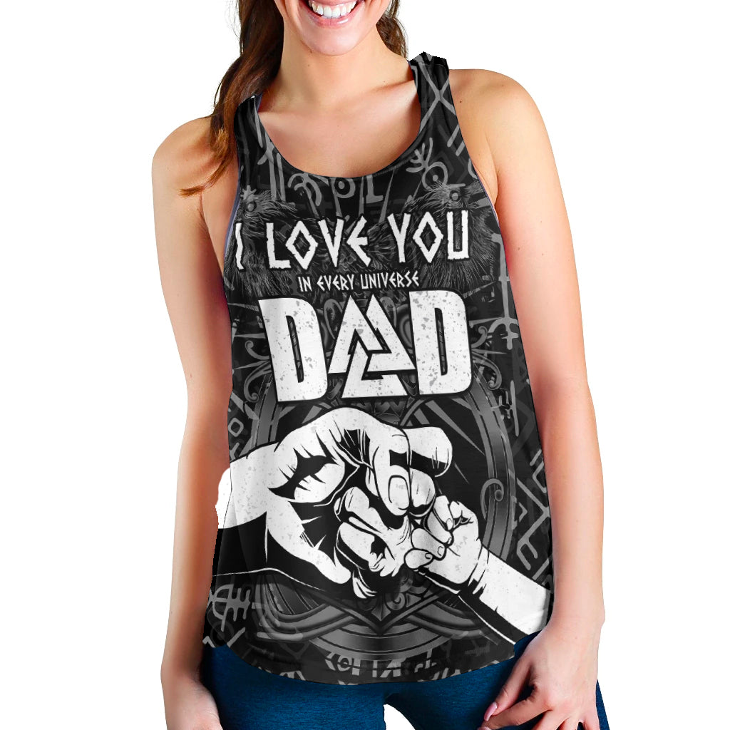 Viking Dad Women Racerback Tank Happy Fathers Day Style Runes and Mjolnir LT13 - Wonder Print Shop