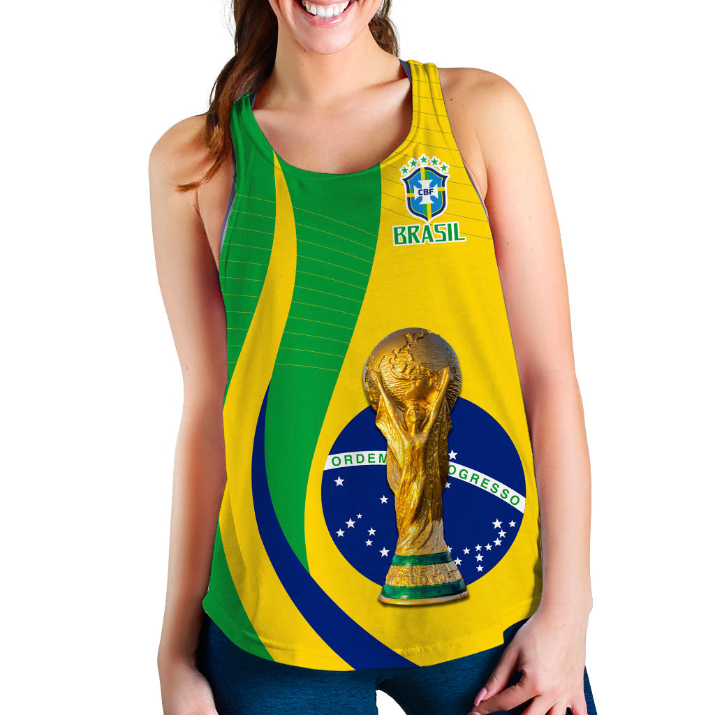 Brazil Football Champions Women Racerback Tank Selecao Style Vibe LT13 - Wonder Print Shop
