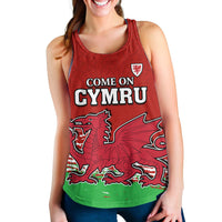 Wales Football 2022 Women Racerback Tank Come On CYMRU The Red Wall LT13 - Wonder Print Shop