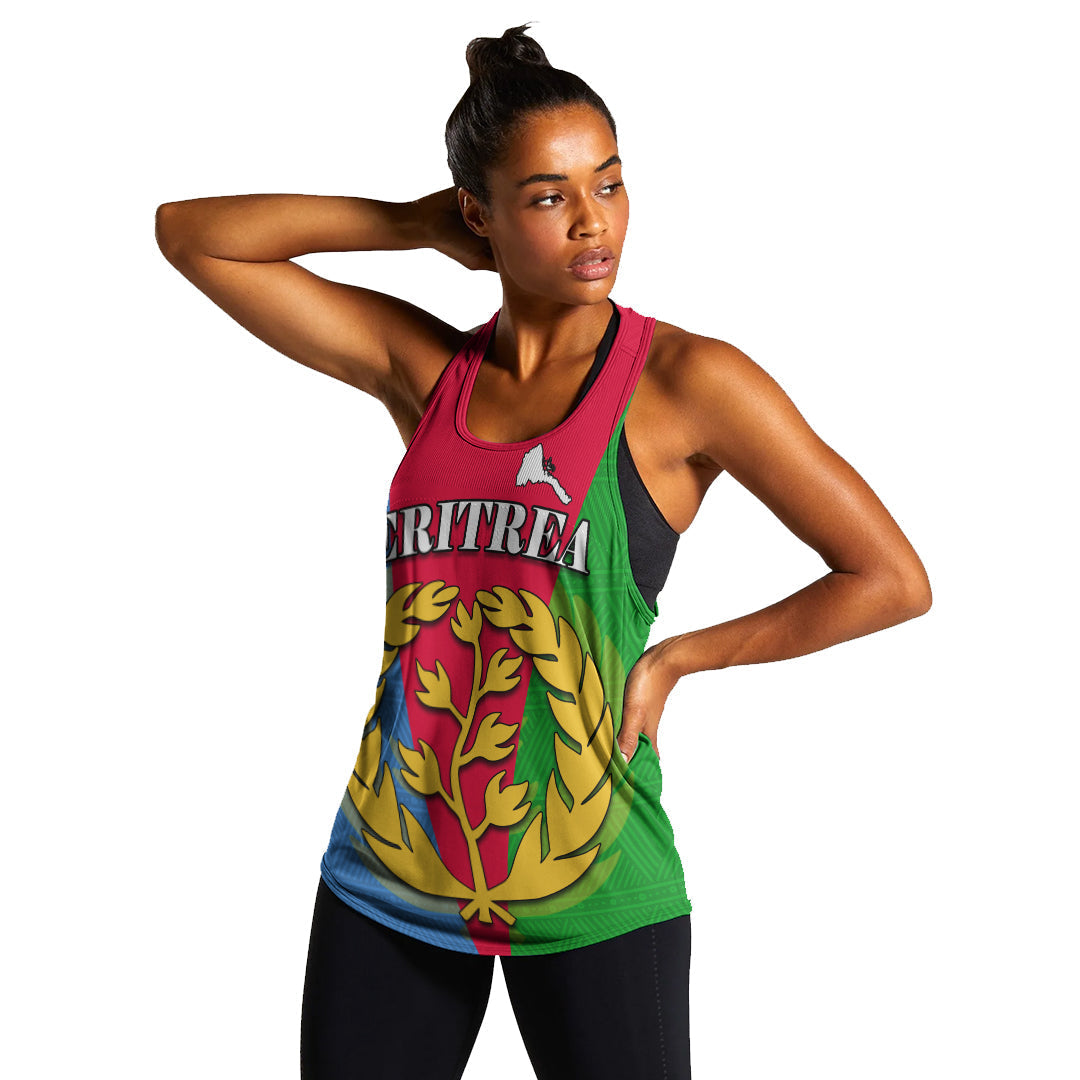 Eritrea Women Racerback Tank Eritrean Map Mix African Pattern Simple Style - Wonder Print Shop