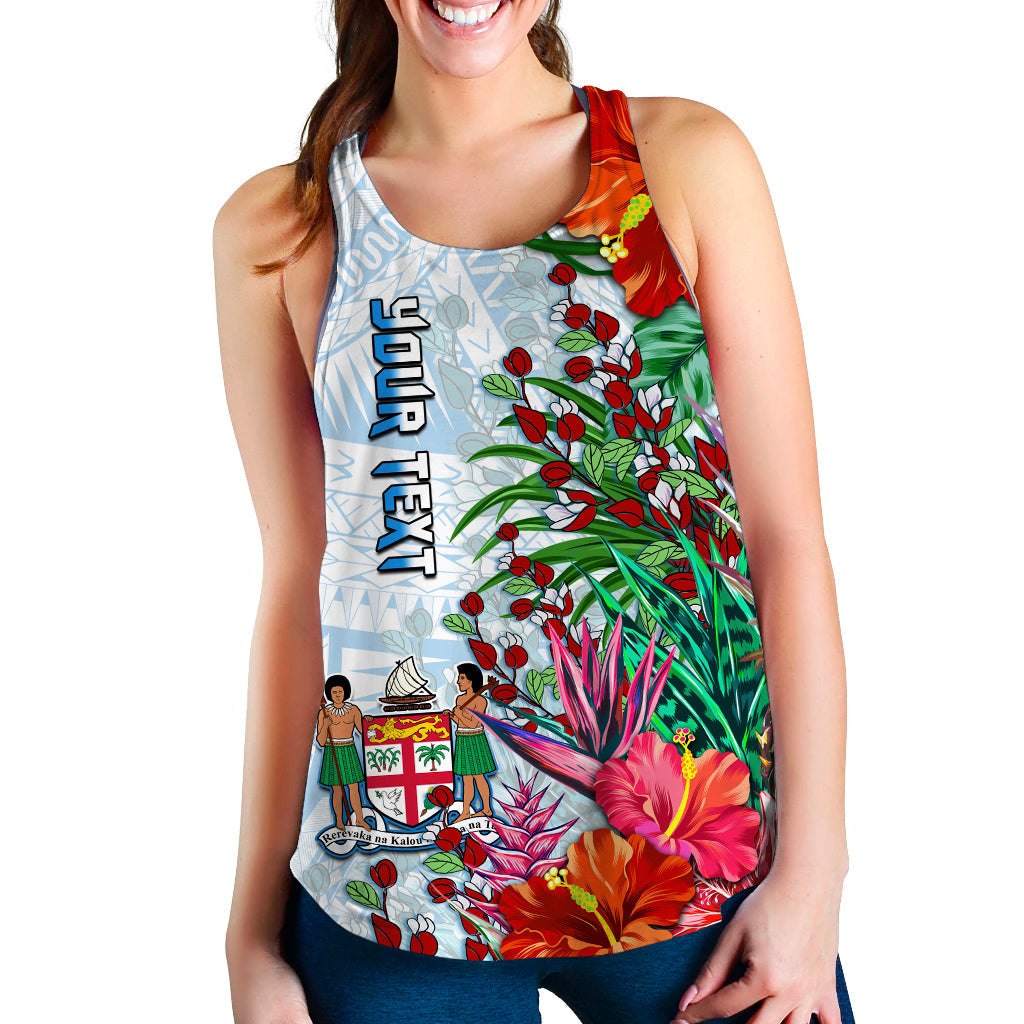 Custom Personalised Fiji Women Racerback Tank Proud Fijian Tapa mix Tagimoucia Flowers LT13 - Wonder Print Shop