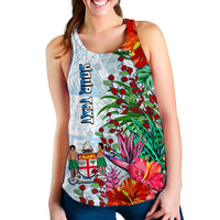 Custom Personalised Fiji Women Racerback Tank Proud Fijian Tapa mix Tagimoucia Flowers LT13 - Wonder Print Shop