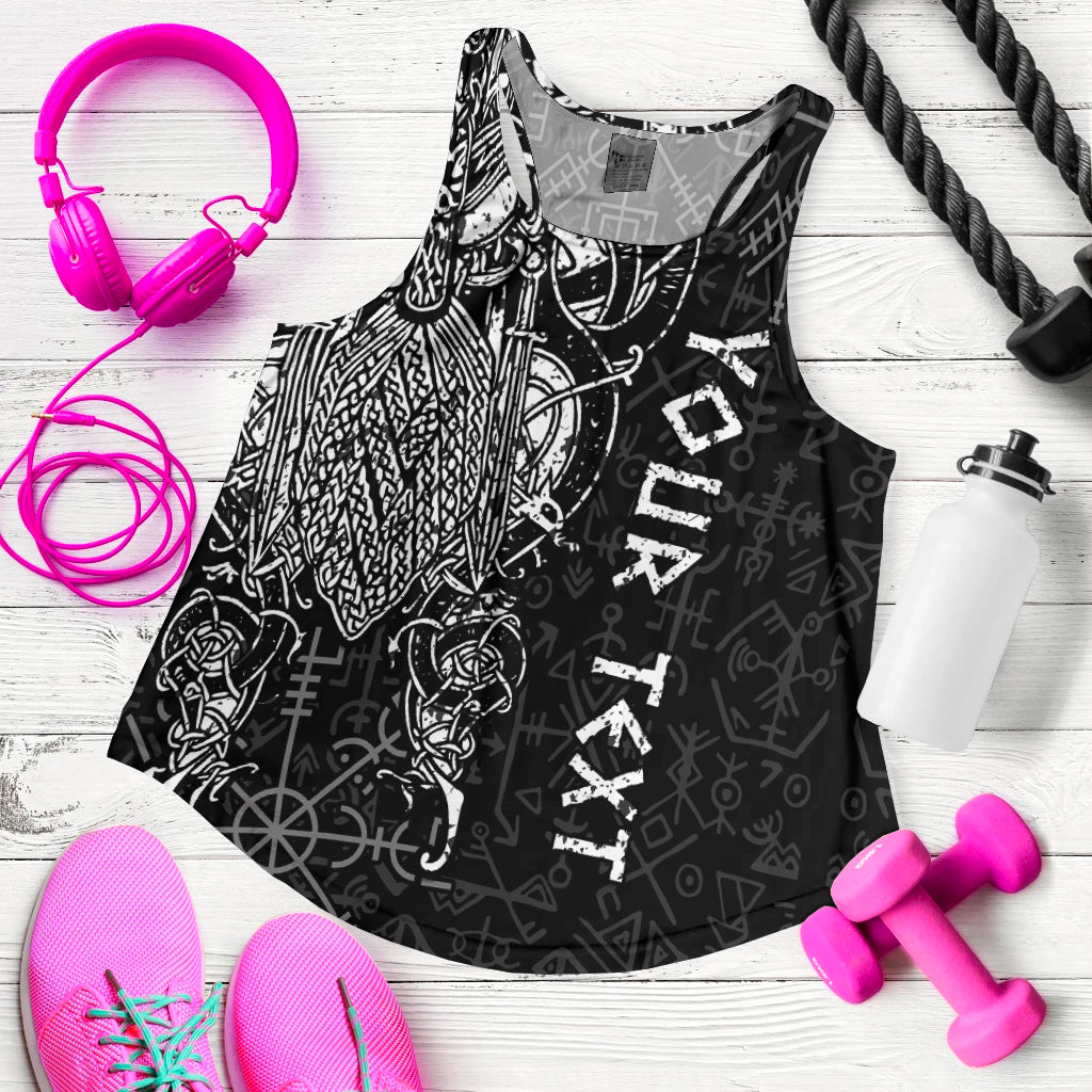 (Custom Personalised) Viking Dad Women Racerback Tank Odin Runes Fathers Day LT13 - Wonder Print Shop
