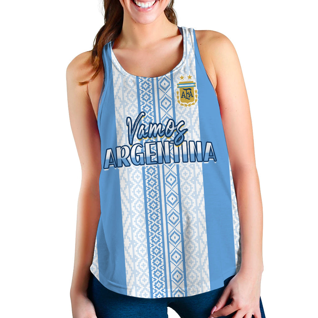 Argentina Football Women Racerback Tank Champions World Cup Gaucho Vamos LT13 - Wonder Print Shop
