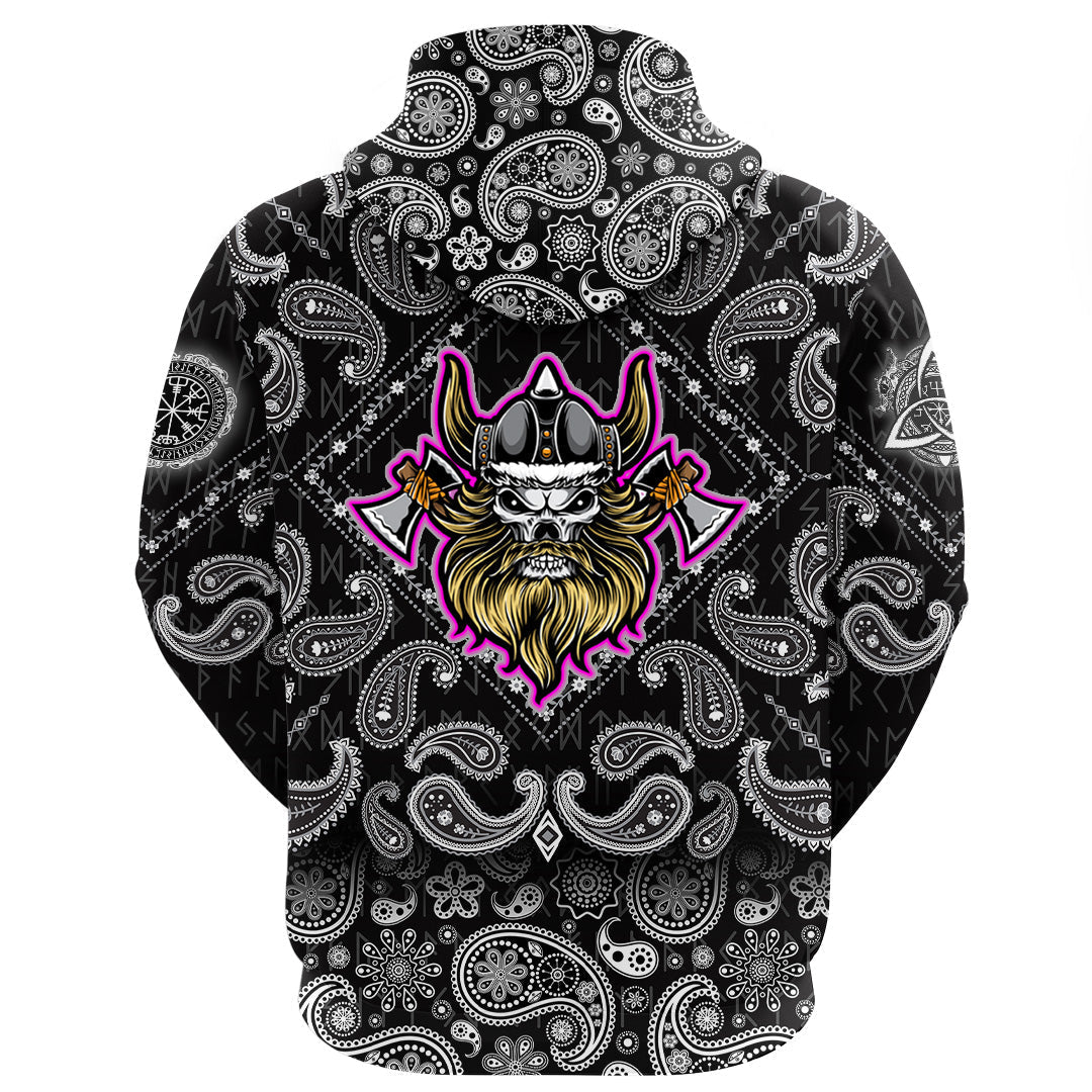 Viking Hoodie Warrior Axe with Bandana Paisley Style RLT12 - Wonder Print Shop